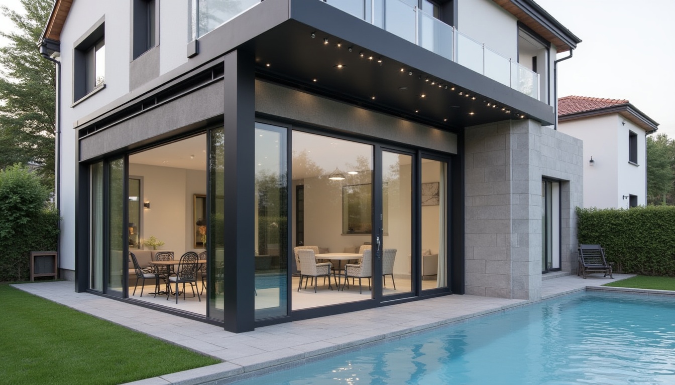 O scara metalica exterior modernă, cu balustradă elegantă, instalată lângă o casă, sugerând opțiuni de la Dedeman.